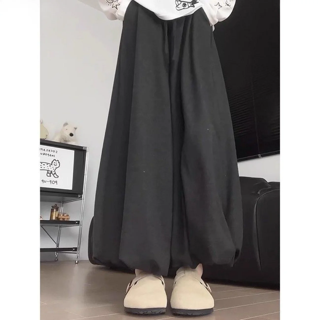 กางเกงขายาวทรงกว้างลำลองสำหรับผู้หญิง สไตล์สปริง ผูกเชือกที่เอว เหมาะสำหรับกิจกรรมกลางแจ้ง นักศึกษา น่ารัก สไตล์เรโทร ยืดหยุ่น สวมใส่สบาย