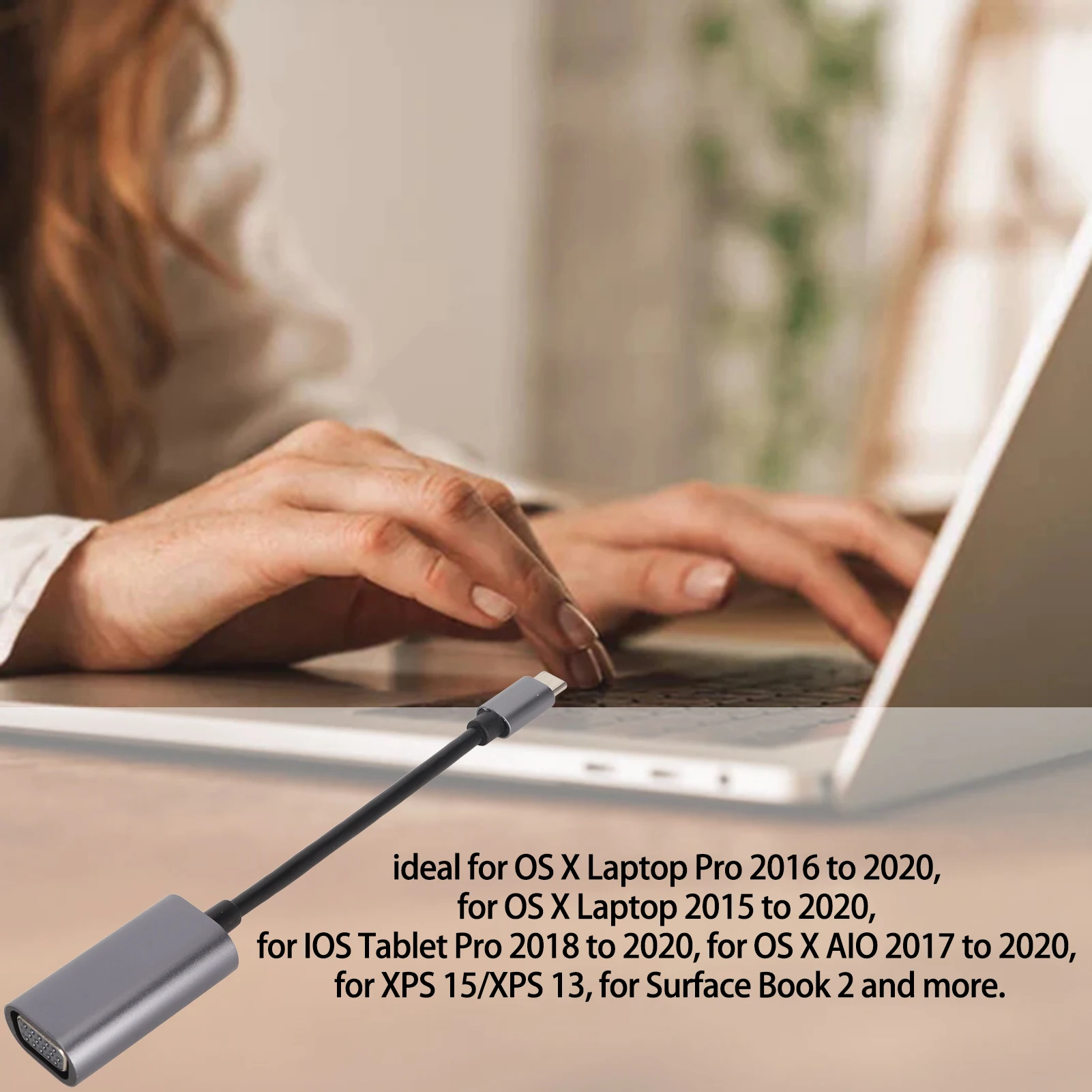 Type C to VGA Adapter Cable 1080P Supported Anti Slip Design USB C to VGA Adapter for Laptop Phone Tablet Type C to VGA Adaptor