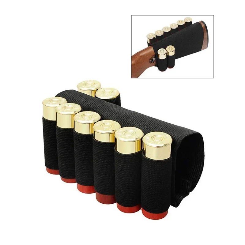 1PCS 5/8 Rounds Shotgun Buttstock Ammo Pouch Shell Holder Bullet Cartridge Bandolier Carrier Gun Accessory Hunting Gear