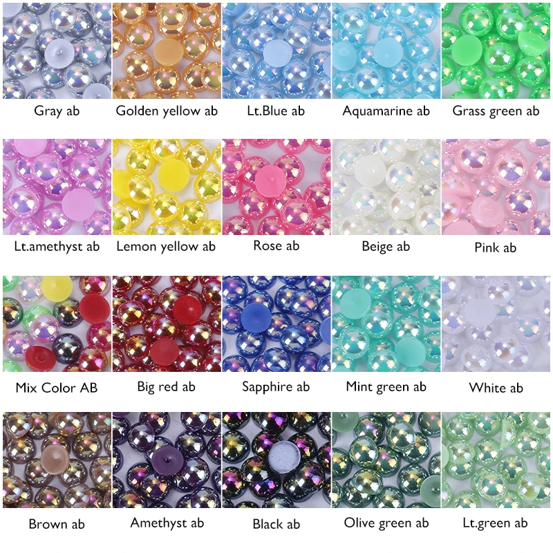 DUCRYSTAL 3-10mm mezzo tondo Flatback Glitter perle perle in resina per artigianato vestiti abiti accessori decorativi per abbigliamento