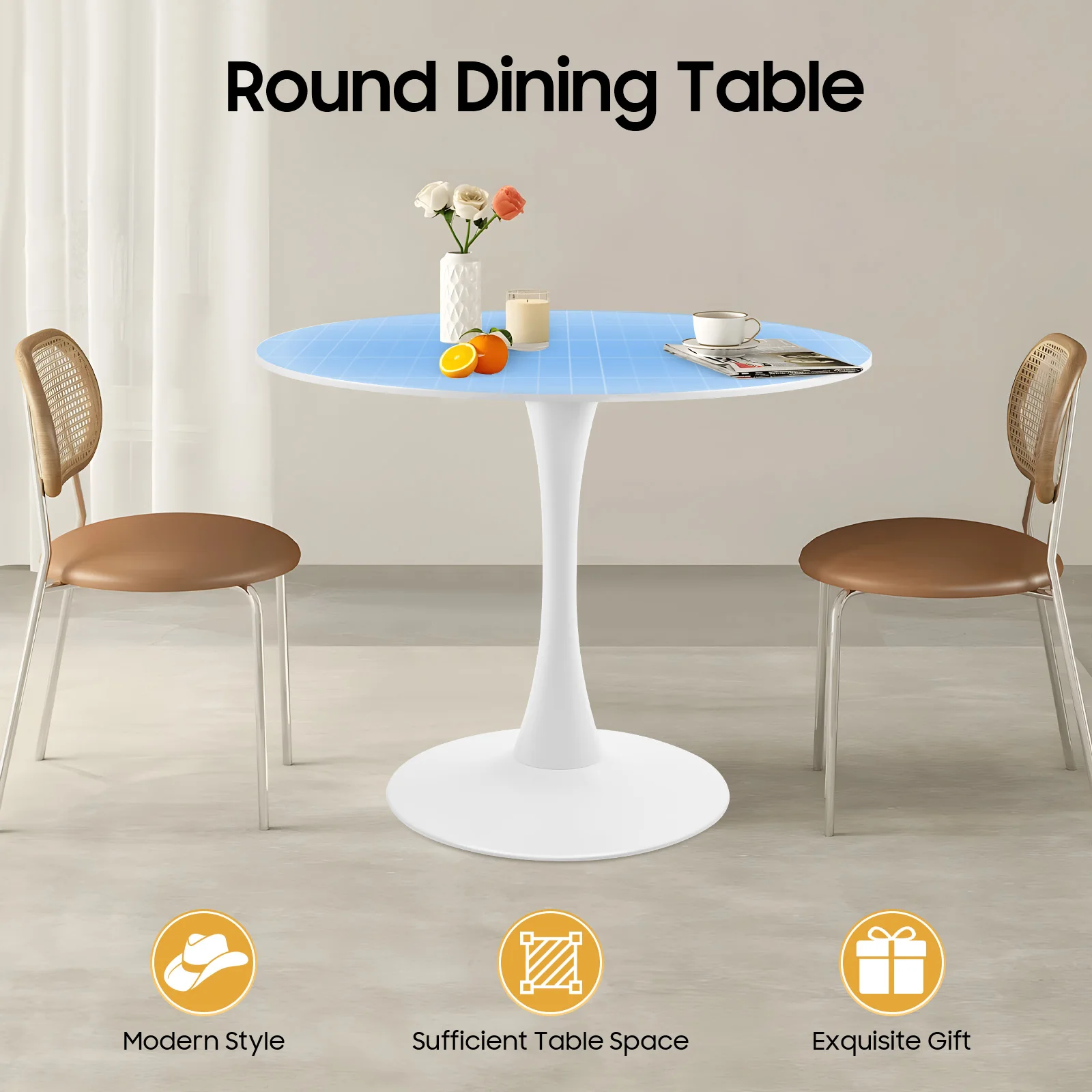 

Round Table End Tables Living Room Table Sets Modern White Coffee Table Small Circular Side Table for Home Cafe Decor