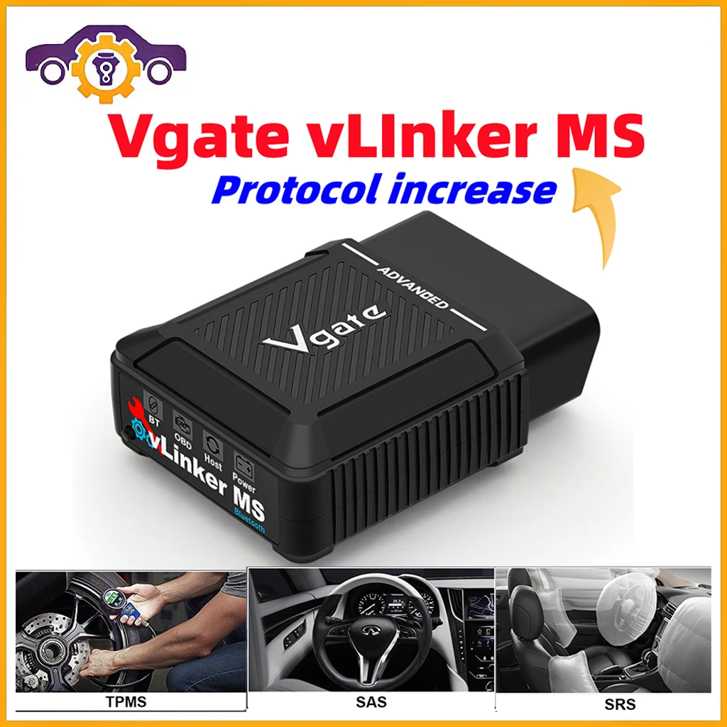 Vgate vLinker MS Upgrade ELM327 Bluetooth Support iOS/PC/Android Car Scanner OBD Auto Diagnostic Tool OBD 2 Scan PK ELM 327 V1 5