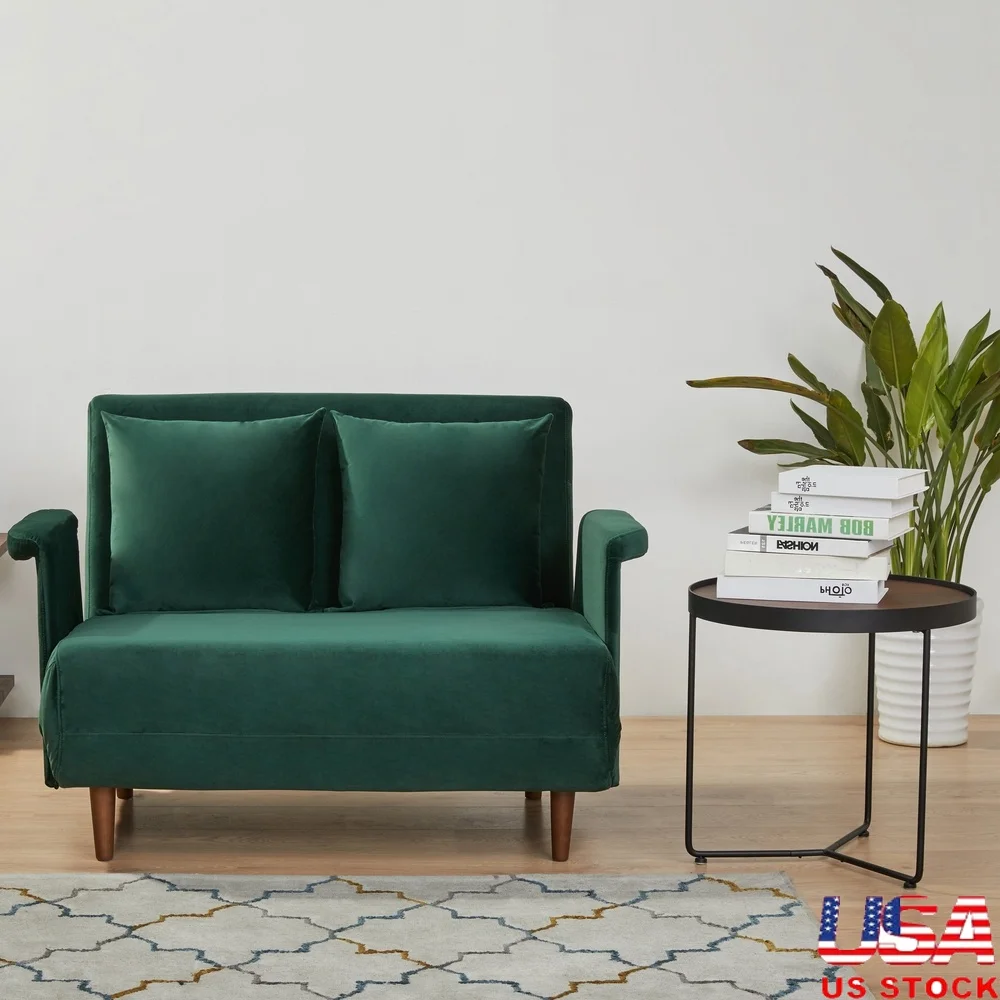 

Трансформируемое кресло-футон с бархатной обивкой, многопозиционный шезлонг, двуспальная кровать, каркас из соснового дерева, подушки в комплекте, простая сборка