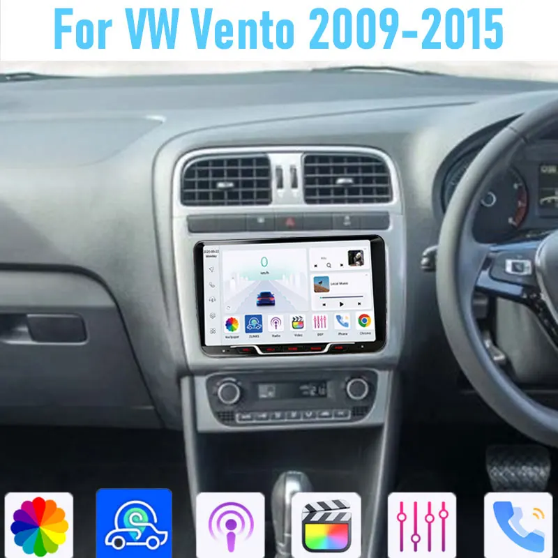 

9''For VW Vento 2009-2015 GPS 64GB Car Radio Wireless Android 15 Head Unit Carplay Intelligent System Navi WIFI Google Map