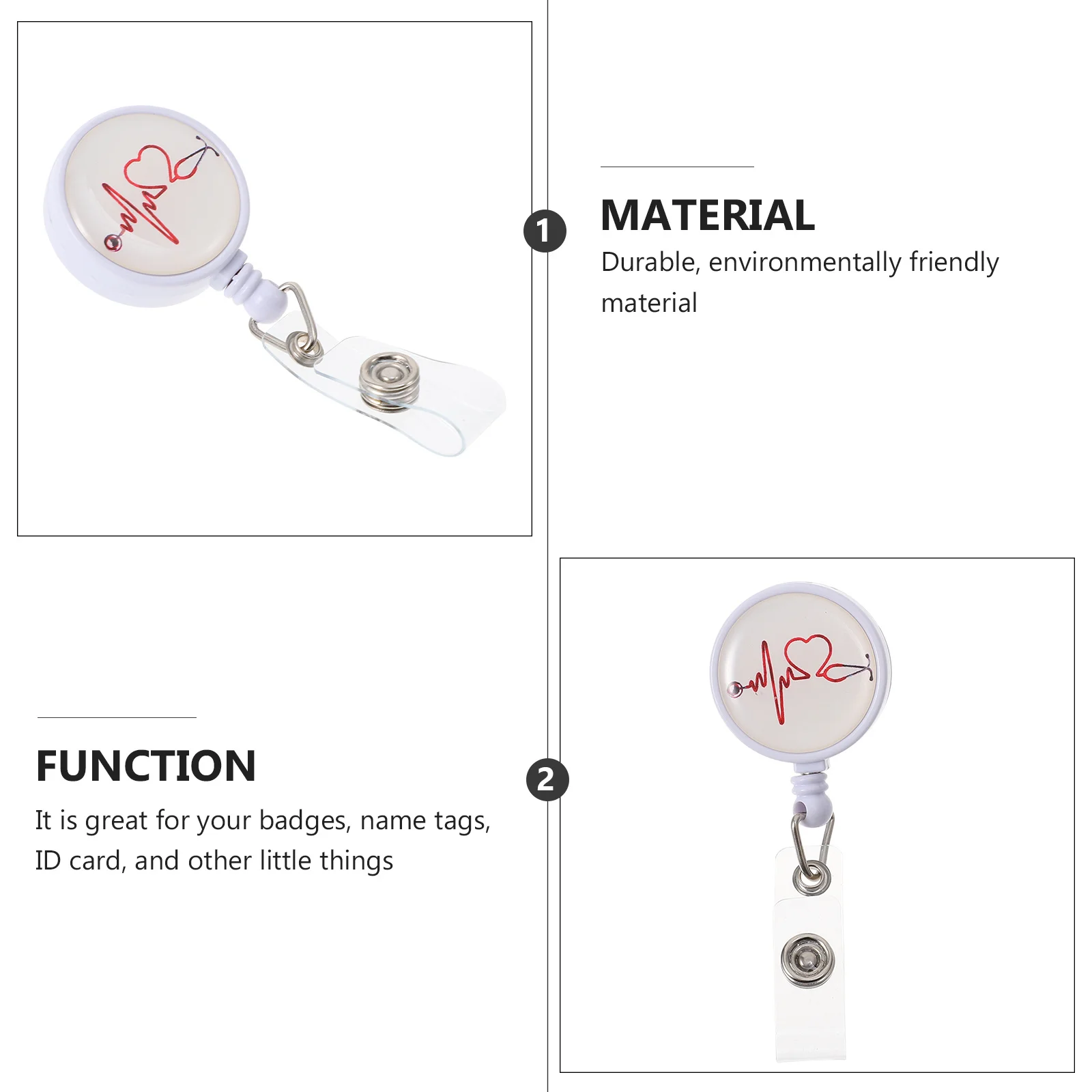 

2Pcs Retractable Badge Holder Compact Badge Clip for Nurses Staff Students Id Cards Buckle Easy Carry Name Tag Holder Metal