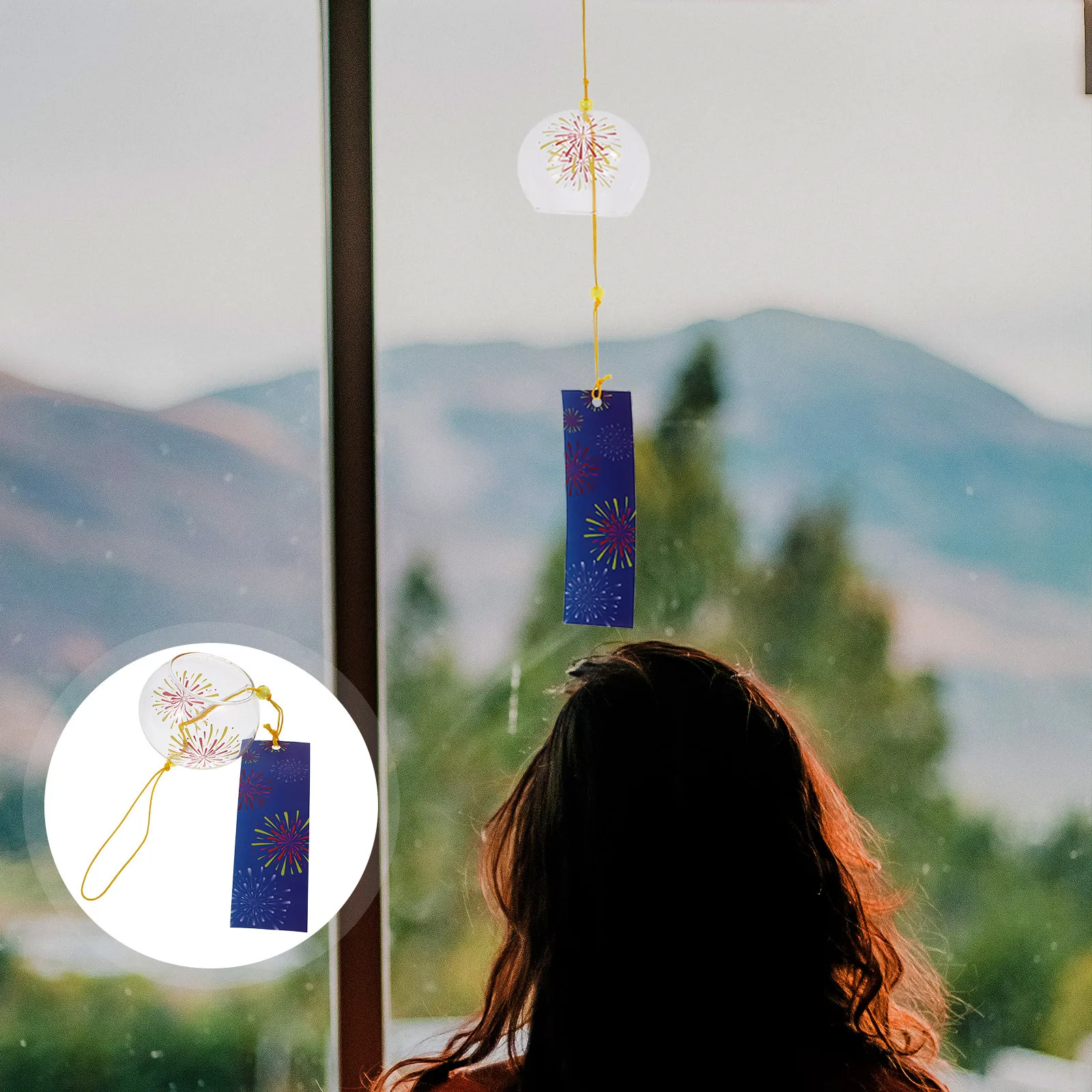 

Japanese Style Glass Wind Chime Vintage Colored Decorative Hanging Wind Bell Garden Balcony Outdoor Decoration