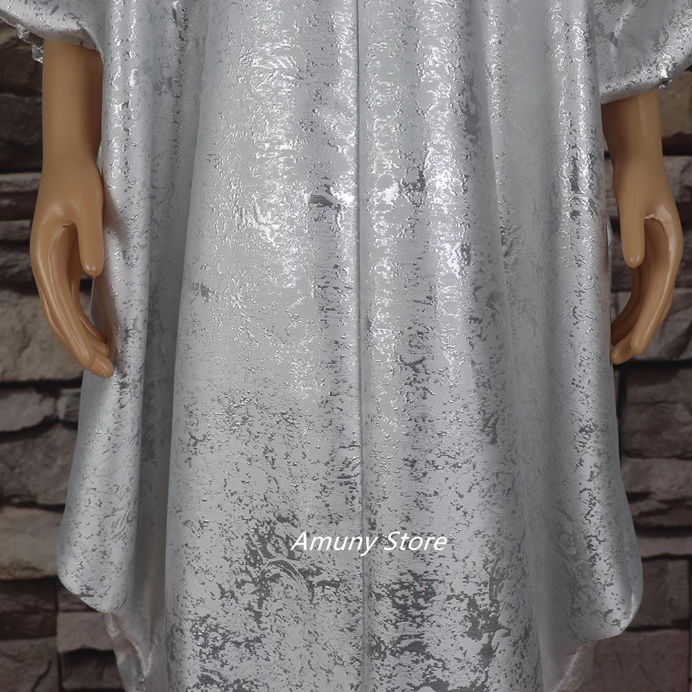 African-American Luxury Plus Size Dress Expensive Jacquard V-Neck Batwing Sleeves