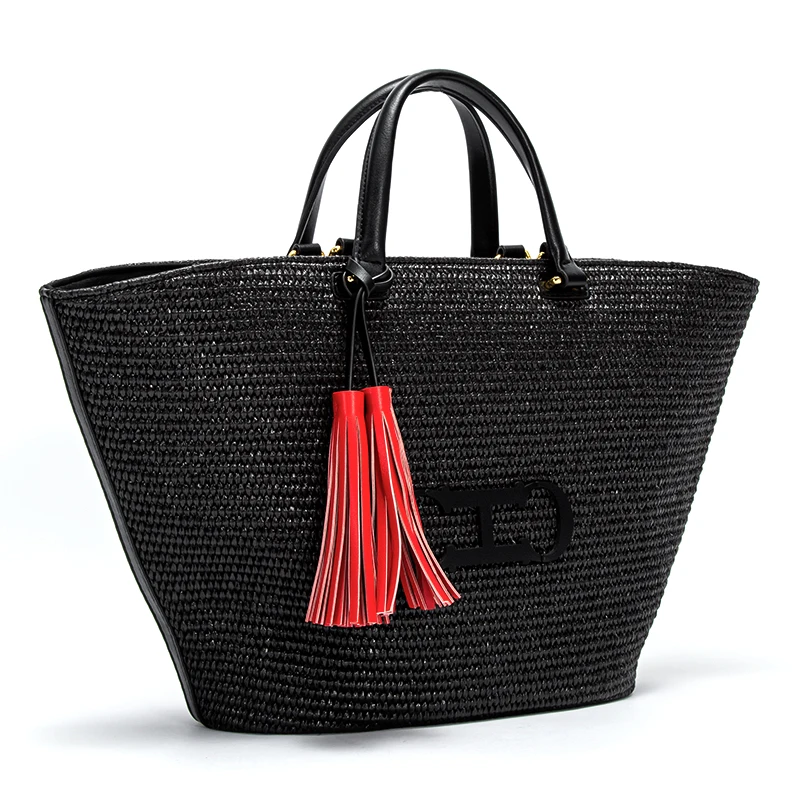 CHCH Tote Bag 2024 New Weaving Texture Large Capacity Beach Bag Vacation Travel Top Handbag
