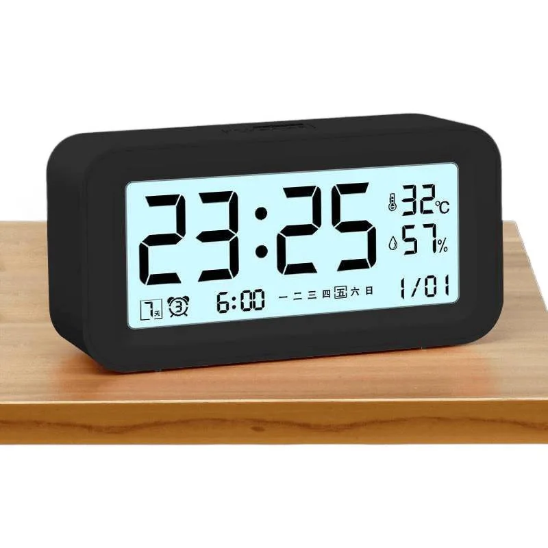 Multifunctional Digital Clock with Temperature Humidity Displaying LED Brightness Adjustable Alarm Clock with Dual Alarms
