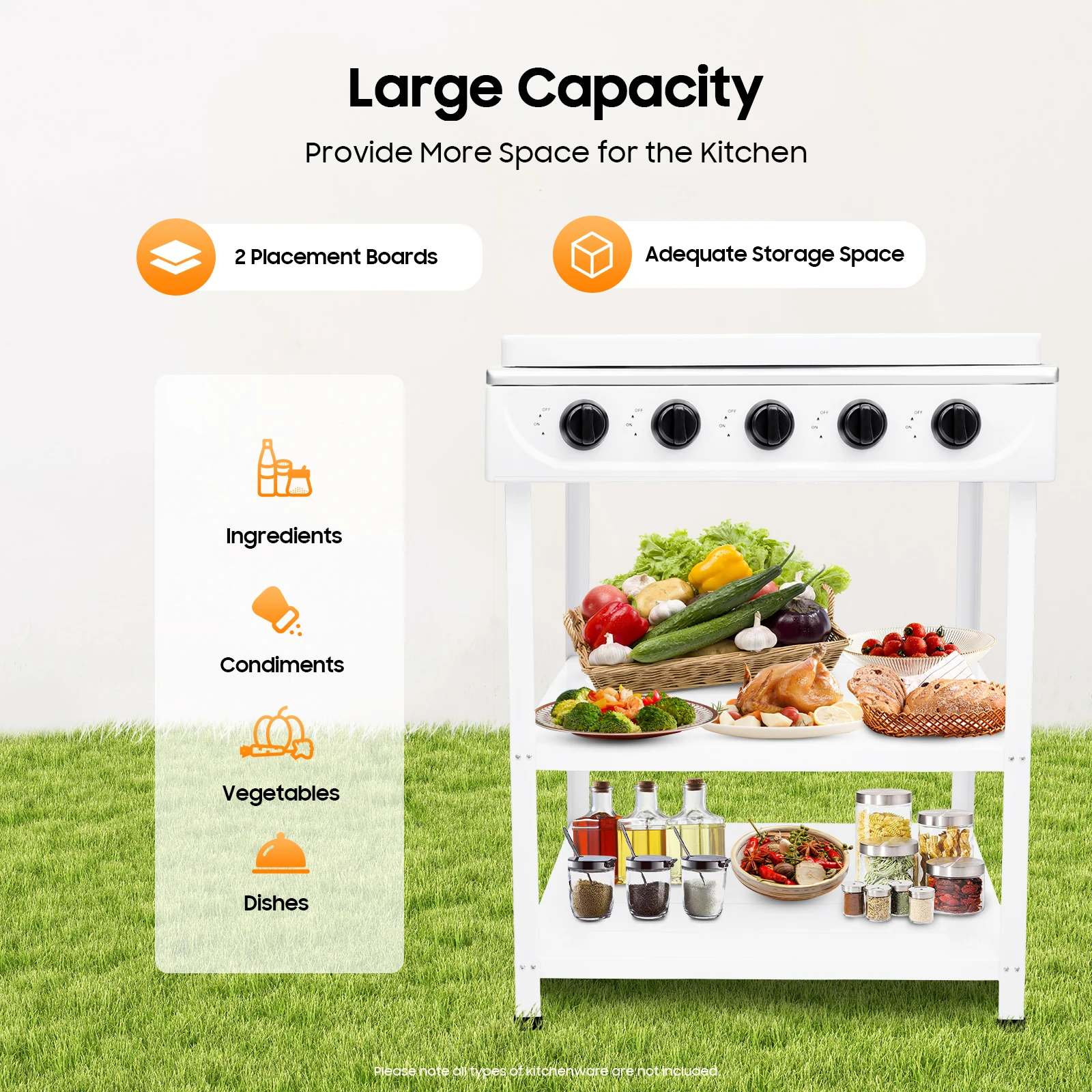 

2.5KW Natural Gas Stove with 5 Burners and 5 Knobs, White Freestanding Portable Natural Gas Stove, 6.5cm Bottom Foot Height