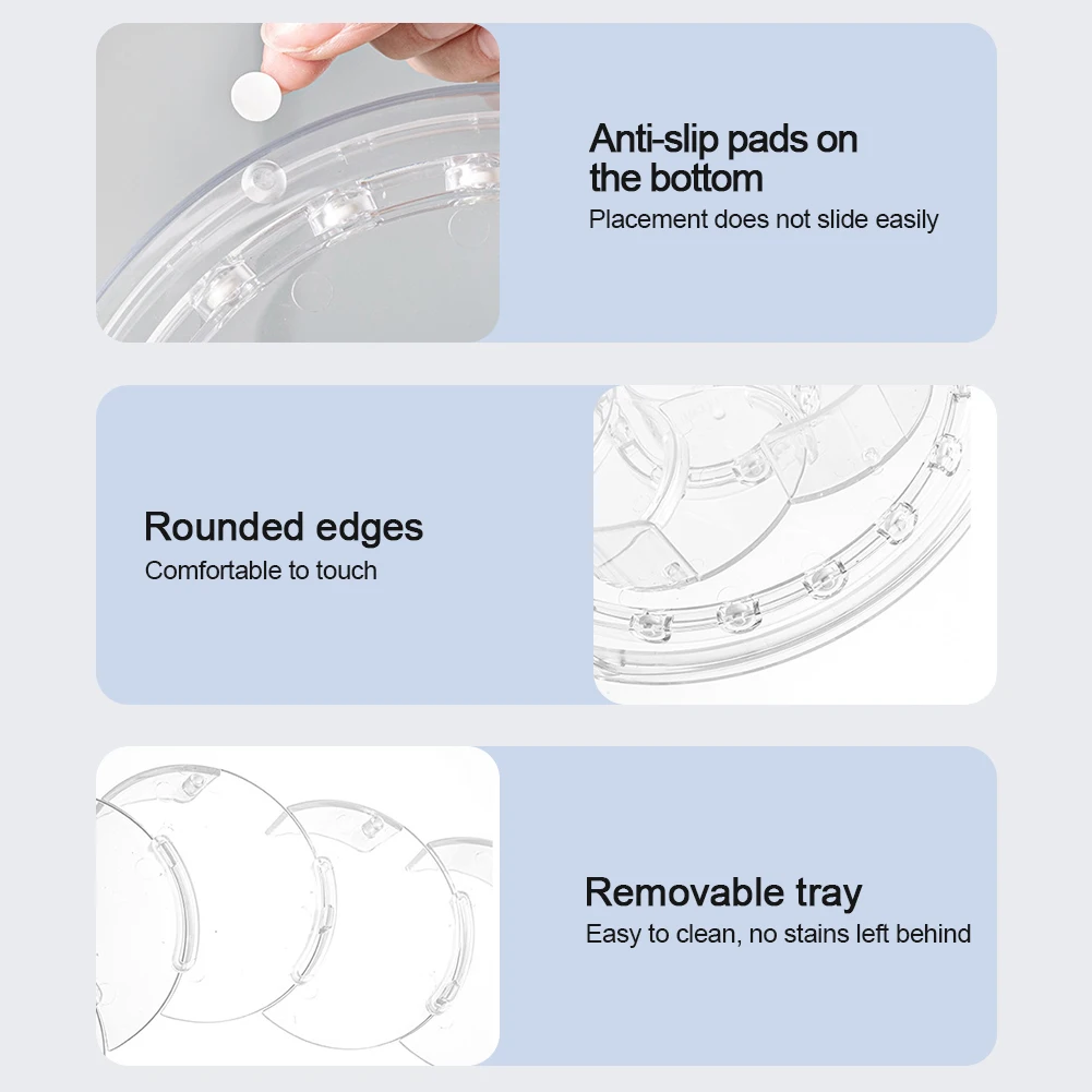 Refrigerator Rotating Storage Rack 13In Rectangular Transparent Rotatable Fridge Storage Box for Drinks Seasoning Cabinet Counte