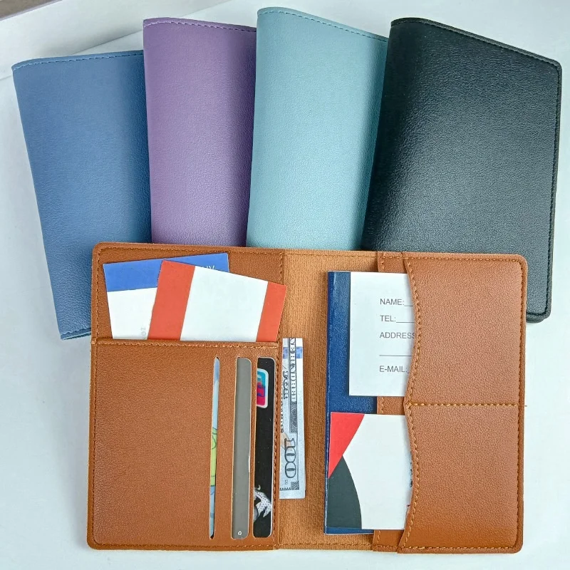 Couverture de passeport en PU de voyage, fentes pour cartes multiples, sac de passeport, porte-billets d'affaires, étui porte-passeport, accessoires de voyage