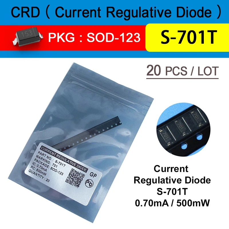 

20Pcs/Lot Crd Diodes S-701T 0.7Ma 100V Marking 701 Smd Sod-123 Current Regulative Diode Free Shipping