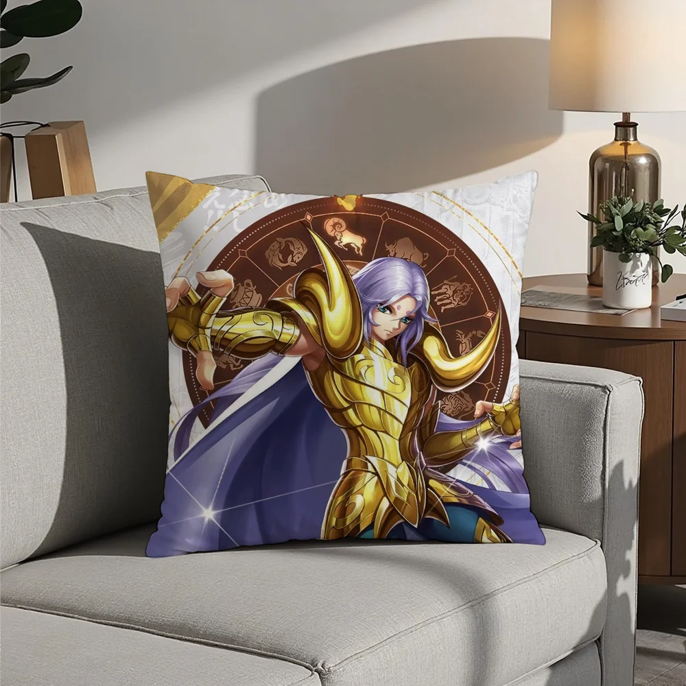 Animation 12 Gold S-Saint S-Seiya Pillow Case Plush Fabric Soft  Pillowcase Double Sided Print Cushion Cover Household Gifts