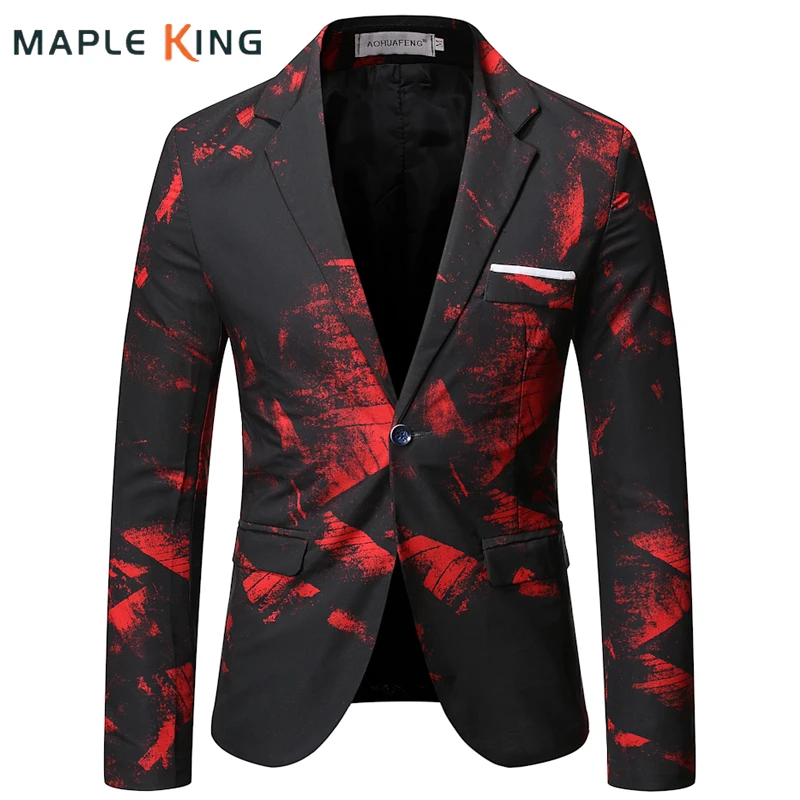 Men's Print Blazer Society Masculinos 2024 Korean Fashion Blazer Para Hombre Elgante Business Formal Jacket Suit Men Dress Coat