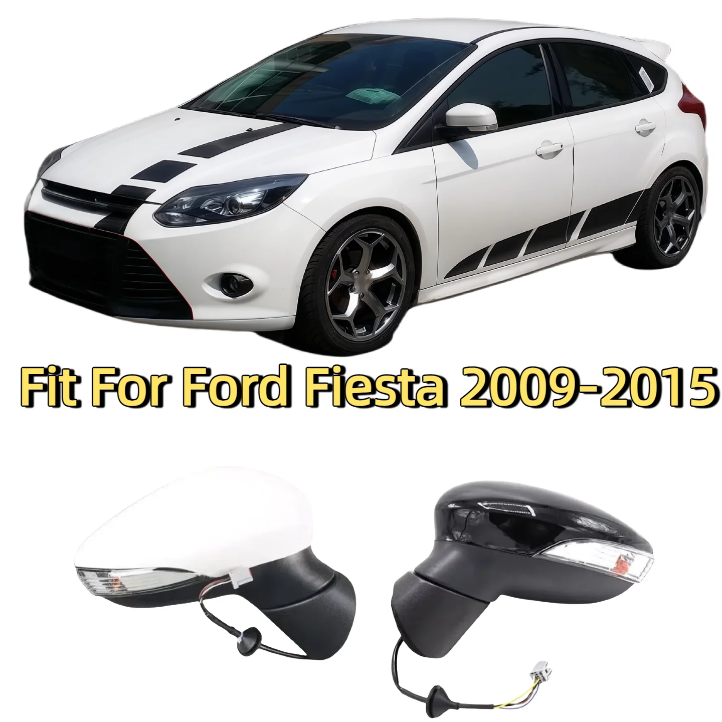 auto parts For Ford Fiesta 2009-2015 Rearview Mirror Assembly Car Side Rear View Mirrors Lens Adjustment 5 cables