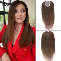 Brown Colors 100% Remy European Human Hair Toppers 14 Inch Women's Hairpieces Lace Base Clip in Topper Hair Extension for Women