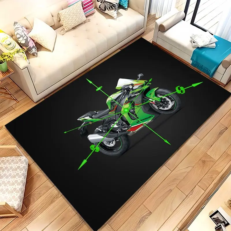 Vintage K-Kawasaki Racing Car Soft Non-Slip Area Rug for Living Room,Bedroom Playroom Carpet Mat for Sofa,Moto Home Decor Gift