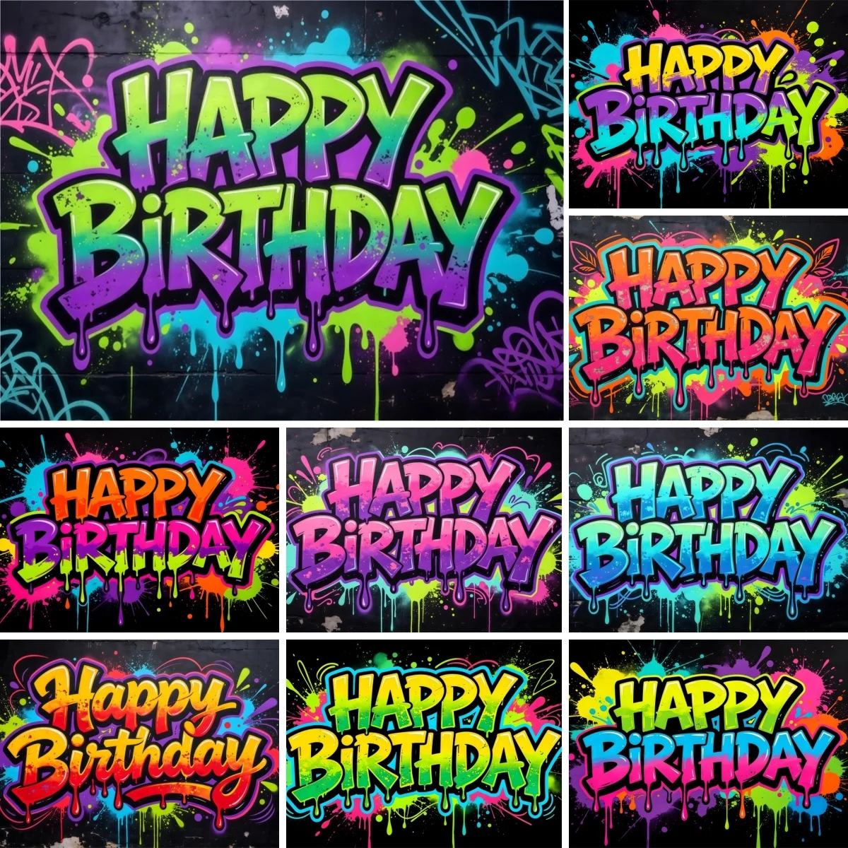 Urban Creative Graffiti Photography Backdrop Street Art Splash Spray Painting Birthday Party Room Bedroom Decor Photo Background