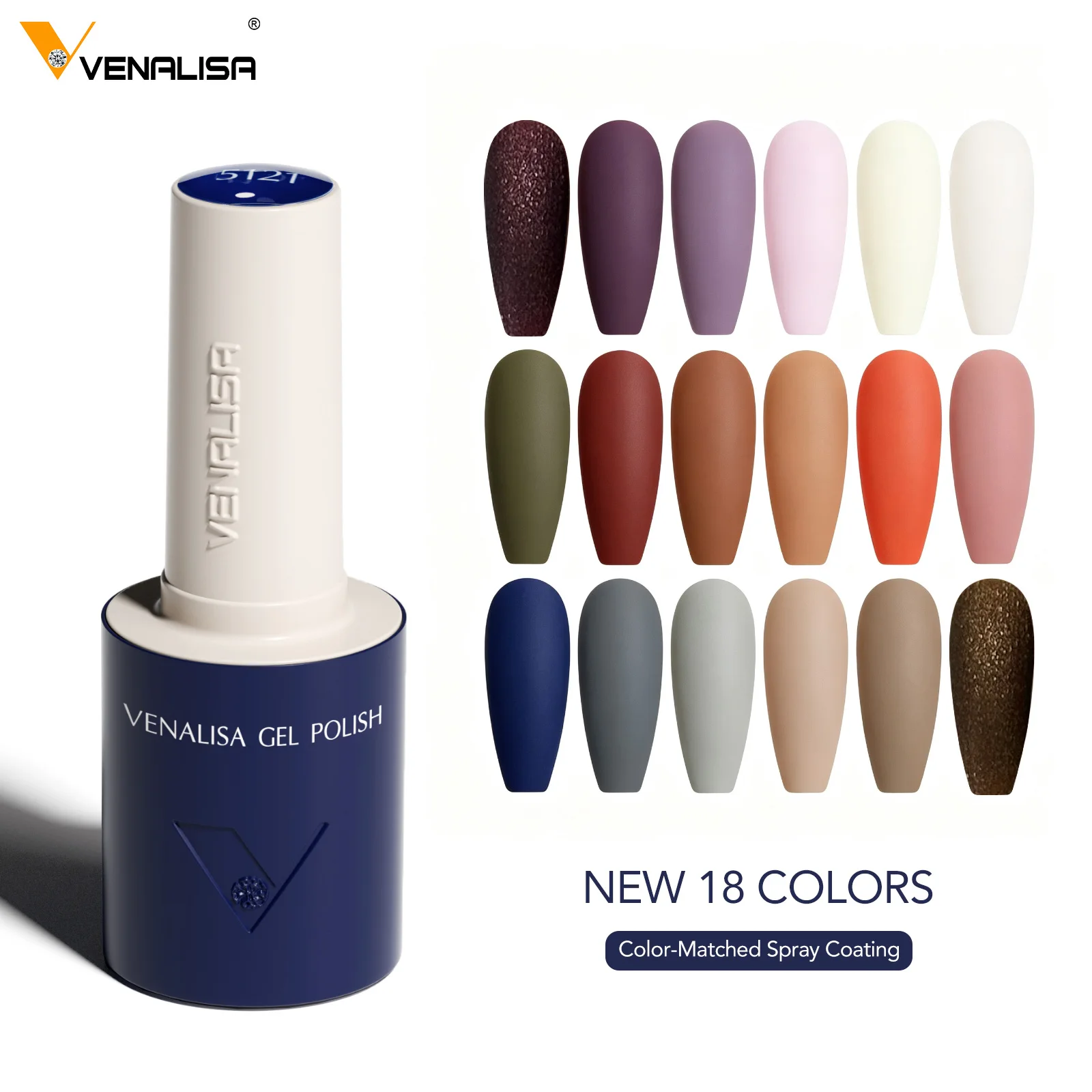 VENALISA 10ml Nagellack-Set, 18 Farben, UV-LED, Herbst/Winter, abziehbar, langanhaltend, hochglänzend, Basis- und Überlack für Salon und Heimgebrauch – Detail 11