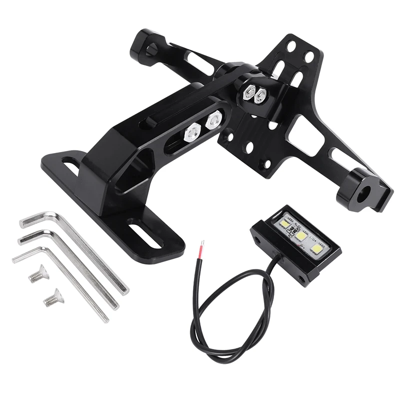 Cnc Frame Motorcycle License Number Plate Holder Bracket With Led Light Adjustable For Yamaha Bws R25 R3 Mt03 Msx