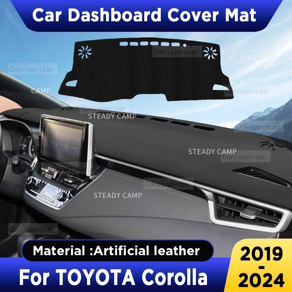 For TOYOTA Corolla 2019-2024 Car Dashboard Cover Mat Dash Board Sun Shade Anti-UV Pad Artificial Leather sun-proof Accessories