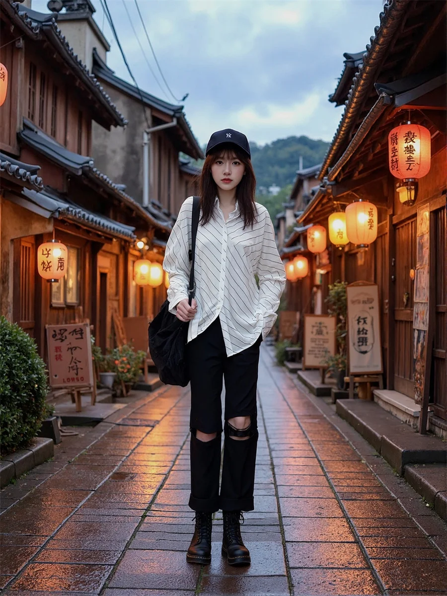 

Рваные джинсы с дырками, мешковатые женские джинсовые брюки, женская одежда, весенняя уличная одежда прямого кроя без манжет, городская молодежная регулируемая одежда