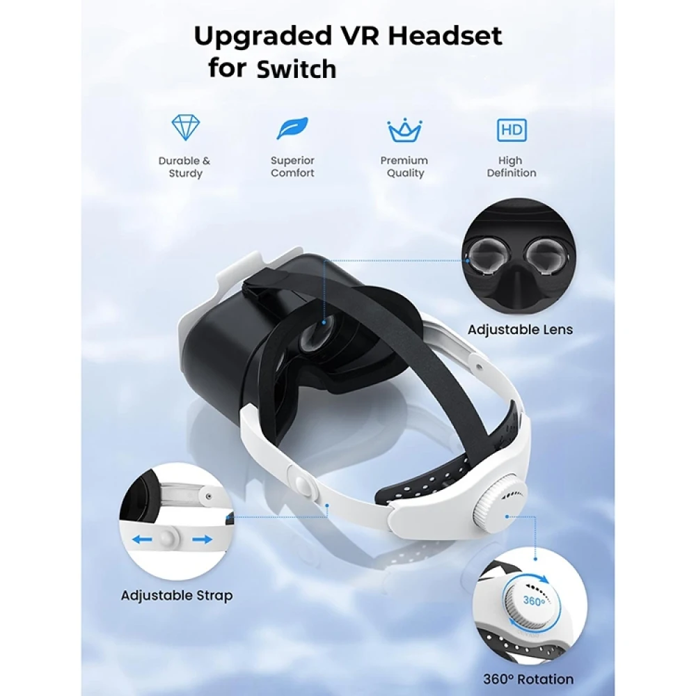 

​ Для игровой консоли Switch/OLED VR-очки Регулируемая повязка на голову ABS Черно-белая повязка на голову Аксессуары