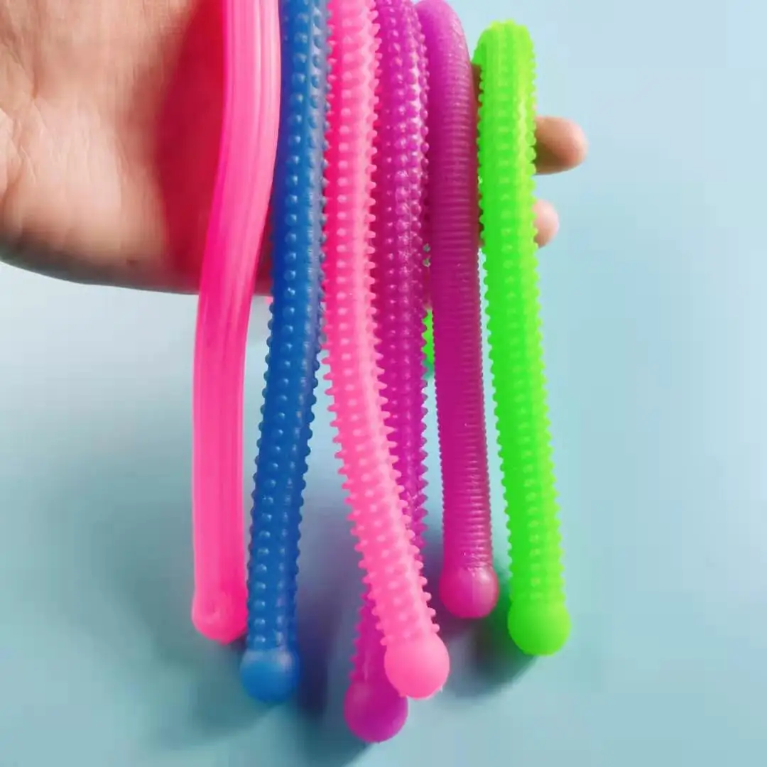 6 個大サイズフィジェットヌードルテクスチャ感覚伸縮性ストリング ADHD 自閉症スクイーズリリース不安子供のためのストレスリリーフおもちゃ