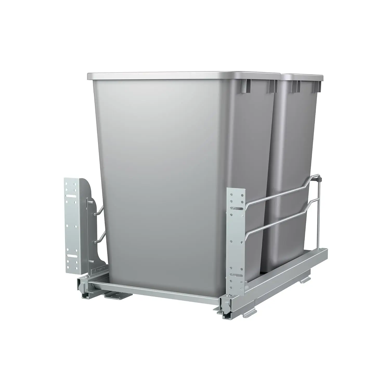 

Двойной выдвижной контейнер для установки под кухонными шкафами, 35 кварт (8,75 галлонов), с плавным закрыванием, металлический серебристый, на заказ