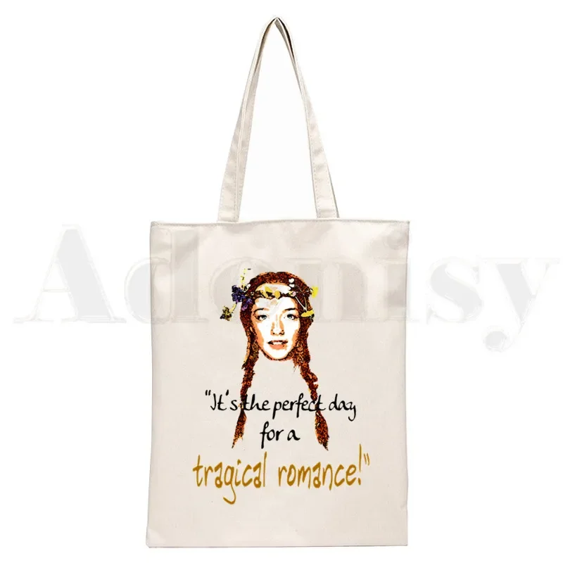 Anne Shirley Green Gables Handtaschen Umhängetaschen Lässige Einkaufshandtasche Unisex Elegante Canvas-Tasche