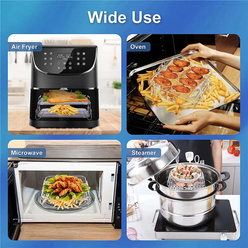 A94E-2X Air Fryer Rack For Cosori 5.5L Air Fryer, 2 Tier Air Fryer Grill/Shelf/Dehydrator Rack Square ,Air Fryer Accessories