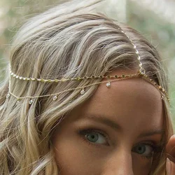 1pc Ladies' Luxurious Bridal Head Chain, Fashionable Bohemian Hair Jewelry For Wedding Tiaras