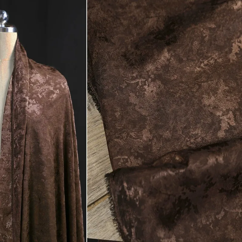 Brown Textured Jacquard Satin Fabric Soft Mottled Vintage Elegant Style for Shirt Dress Fashion Design DIY Sewing Accessories