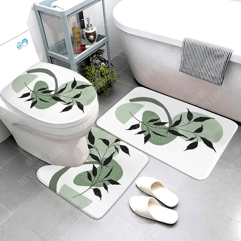 Anti-slip Bath Mat Bathroom Rug Shower Mat Decorative Absorbent Foot Mat Entrance Bathtub toilet rug boho Nordic leaf plant