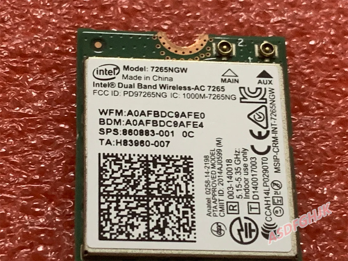 FOR HP 860883-001 Intel Dual Band Wireless AC 7265NV (non v-Pro) 802.11ac  TESED  OK