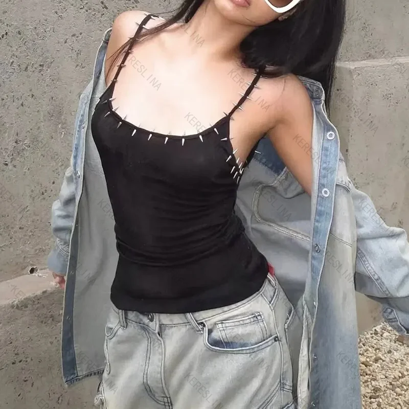 

Летняя уличная одежда, облегающий однотонный топ для девочек, европейская и американская мода, модный классический универсальный топ-бретелька