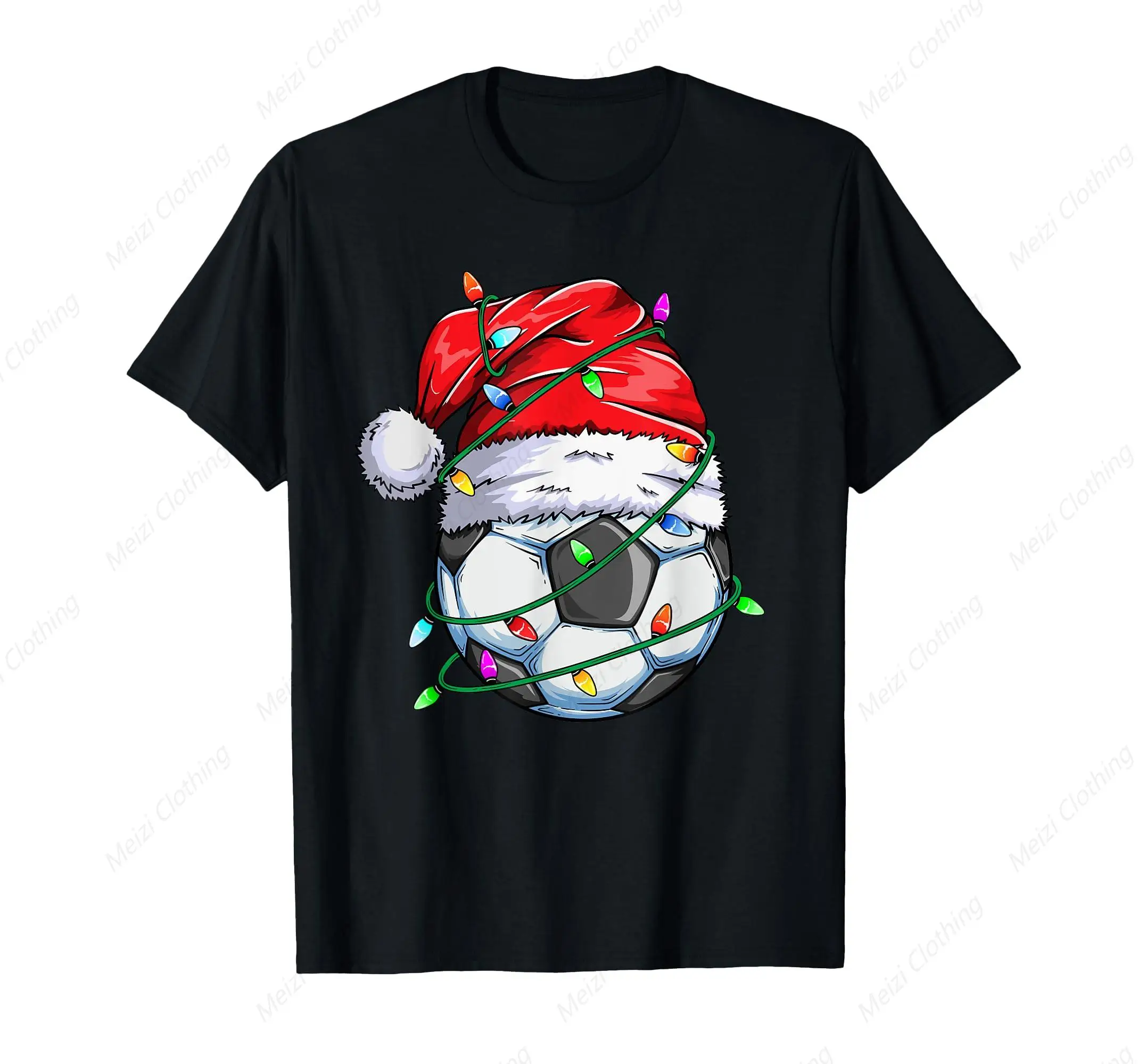 Santa Soccer Ball Sports Design Men's and women's T-shirts with cool and innovative patterns men's cotton short sleeves