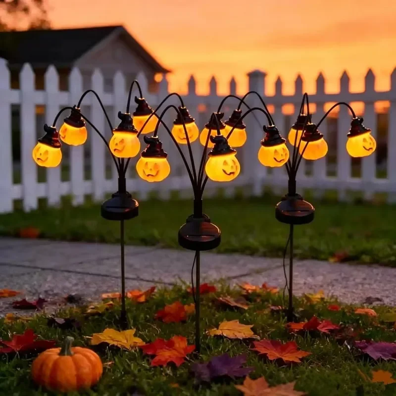 2026 New Halloween Solar Pumpkin Garden Stake Lights Waterproof Outdoor Pathway Lamp for Yard Holiday Decoration