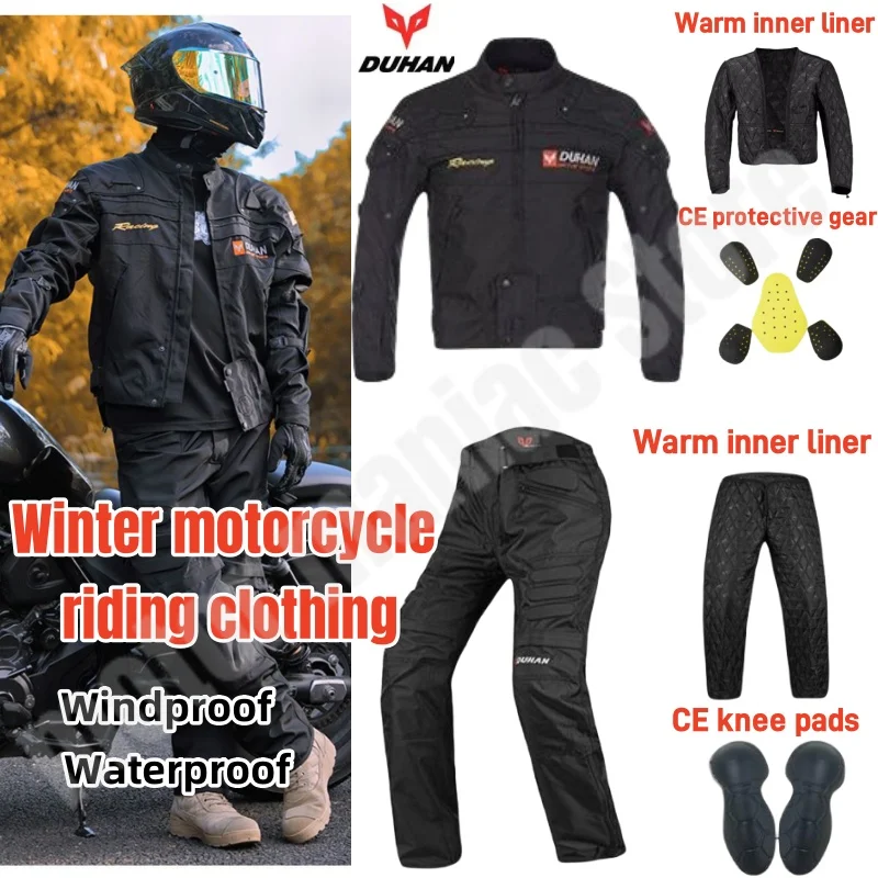 

Duhan Motorcycle Riding Suit Set Winter Jacket Cotton Inner Lining Windproof Waterproof Racing Suit Motocross Jersey and Pants