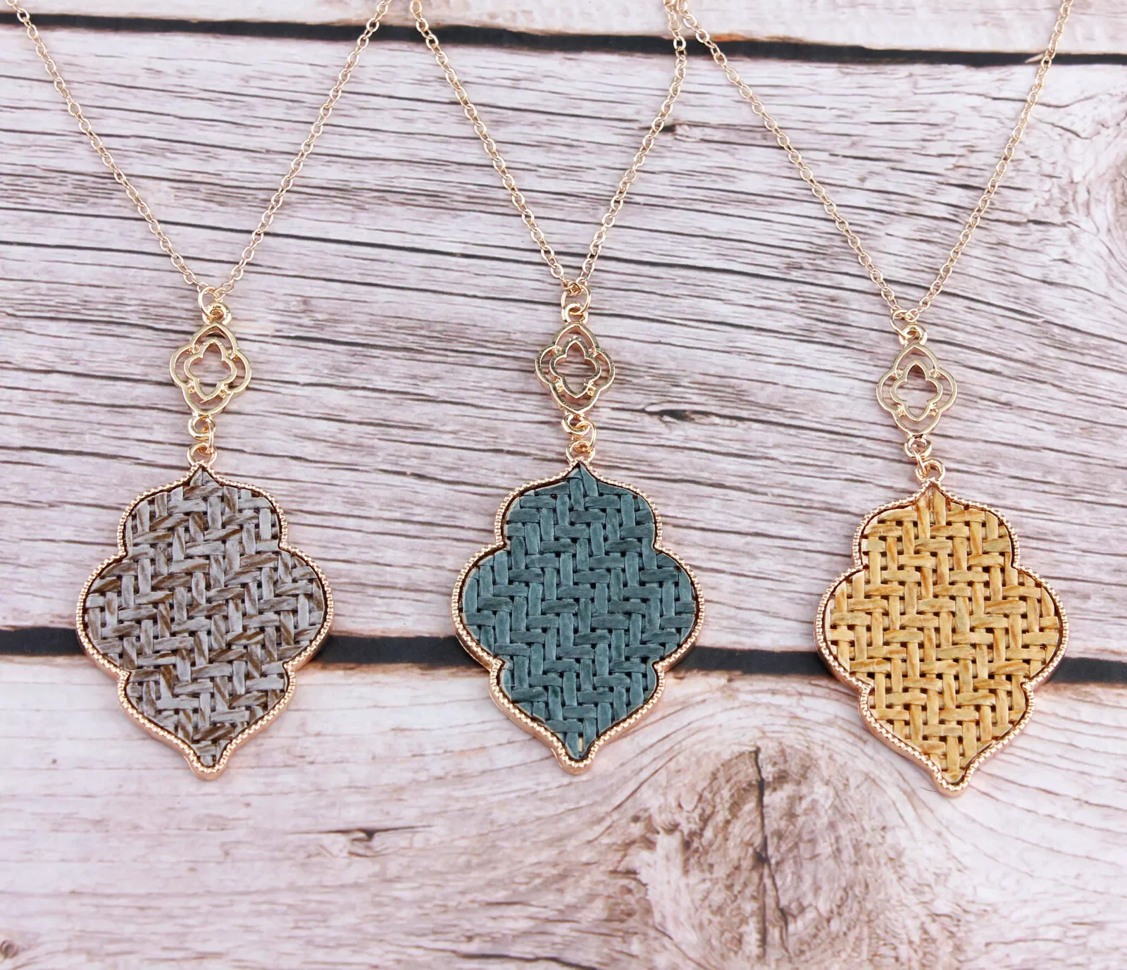14K Gold Plated Metal Bezel Cut Quatrefoil Floral Geometric Pendant Moroccan Long Chain Sweater Necklace for Women Gifts Jewelry