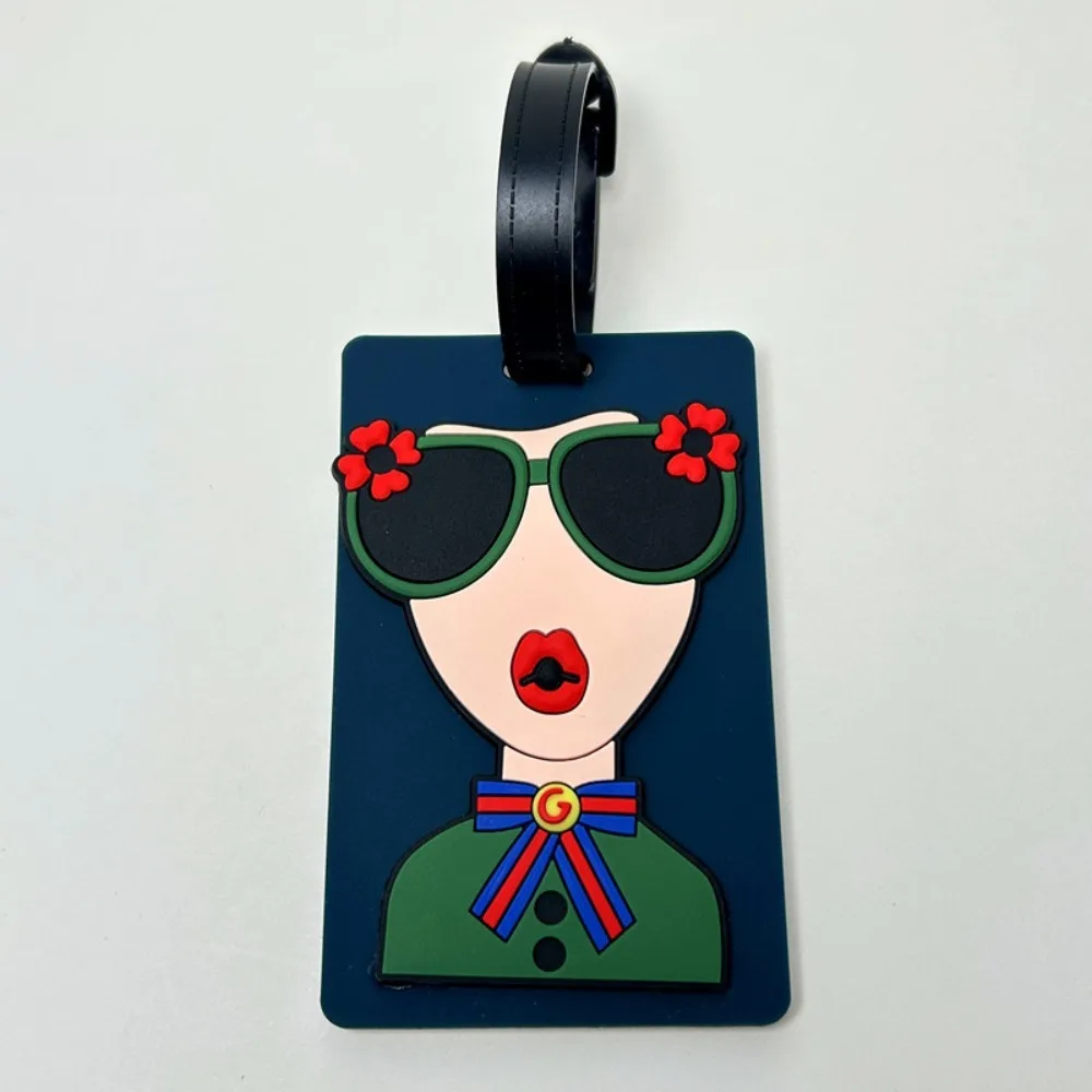 New Soft Silicone Luggage Tag with Lanyard Anti-lost Suitcase Identifier Tag Funny Girl Boarding Pass Tag