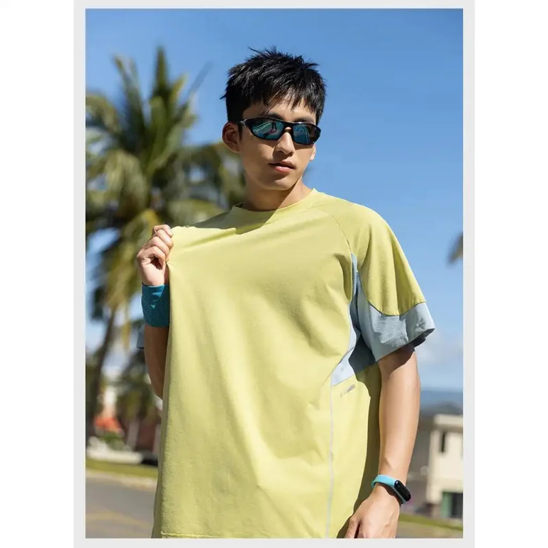 2026 Summer Men Women Fashion T-Shirt Sports Patchwork Moisture Absorbing Quick Dry Breathable Outdoor Hiking Training Clothes