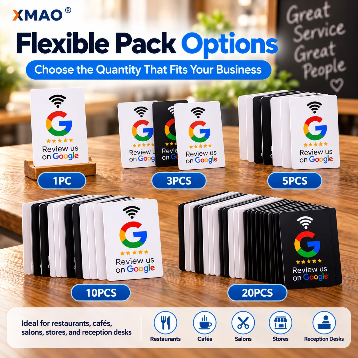 NFC Google Review Card NTAG213 215 216 1/3/5/10/20PCS PVC Tap to Review Card for Cafe Restaurant Salon Shop Counter Daily Use