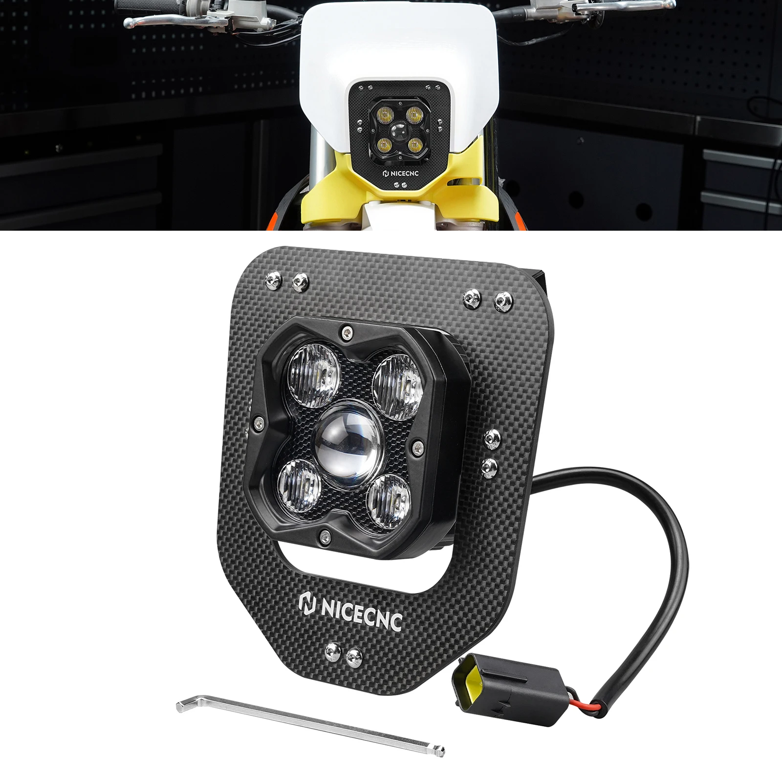 NICECNC For 2025 2024 Husqvarna TE 300 Motorcycle LED Headlight Assembly 3500 Lumen FE 501 FE 450 FE 350 FE 250 TE 250 TE 150