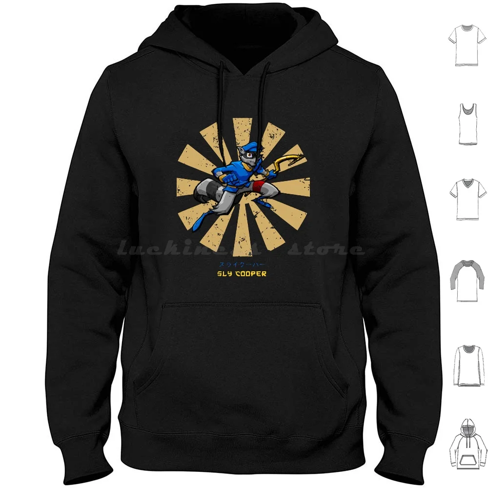 Sly Cooper Sudadera con capucha japonesa retro de algodón de manga larga Sly Cooper Fox Gamer Gaming Platform Sly Stealth
