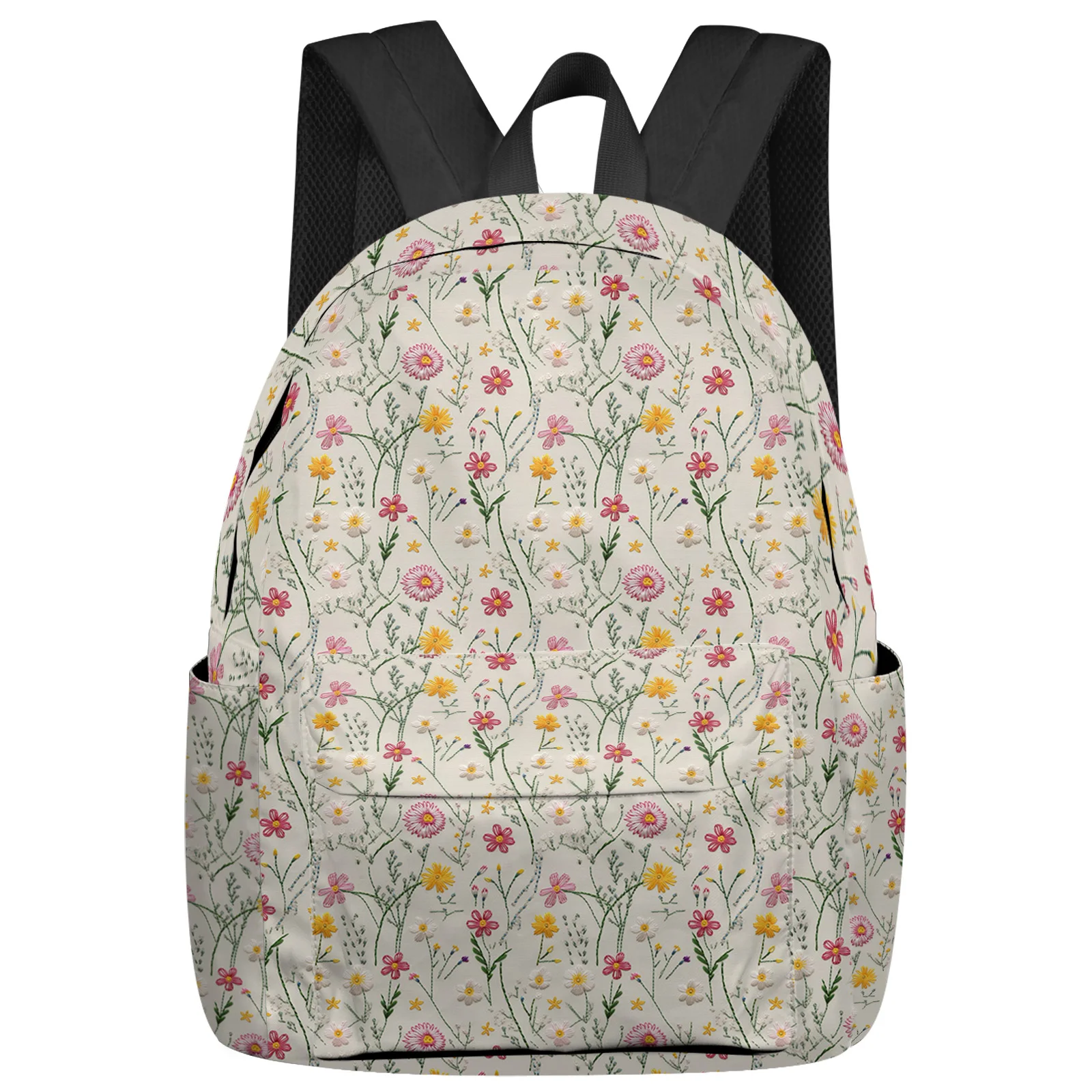 Flower Leaf Knitted Texture Student School Bags Laptop Custom Backpack For Men Women Female Travel Mochila