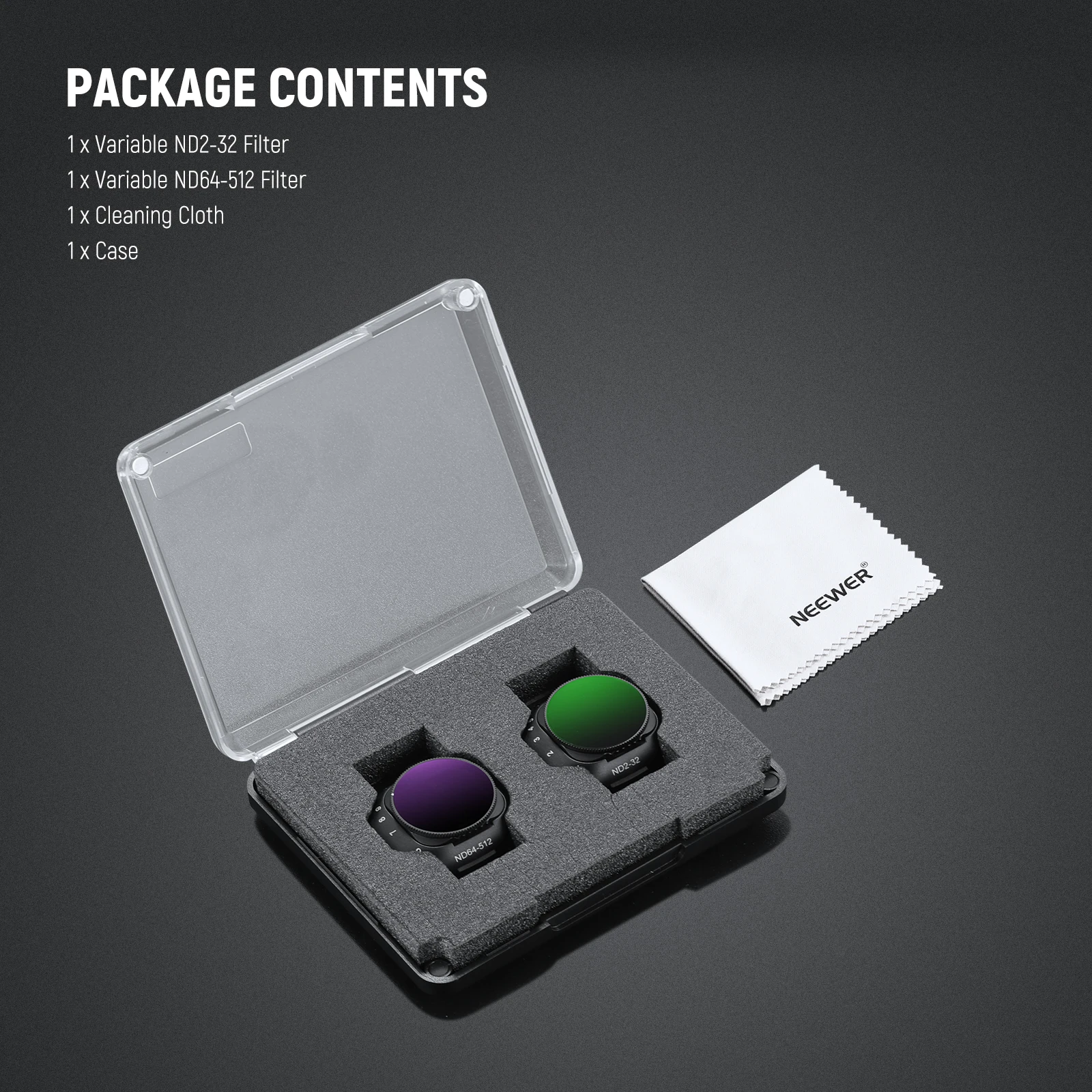 NEEWER Variables ND-Filter-Set für DJI Mini 5 Pro Drohnenkamera (ND2-32 + ND64-512), Einstellbares Neutraldichte-Optikglas – Detail 9