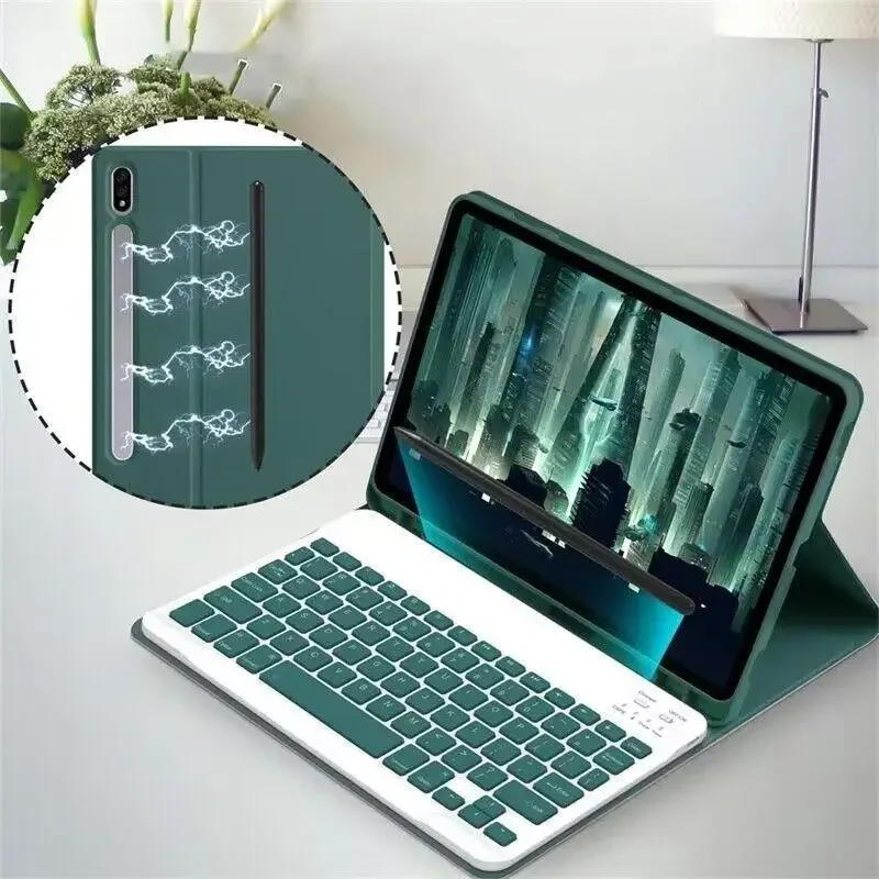 NOWOŚĆ dla Samsung Tab S8 S9 S10 Plus 10'' Keyboard Case S7 FE A9 A8 A7 Tablet Cover Shockproof Kickstand Smart Leather with Mouse