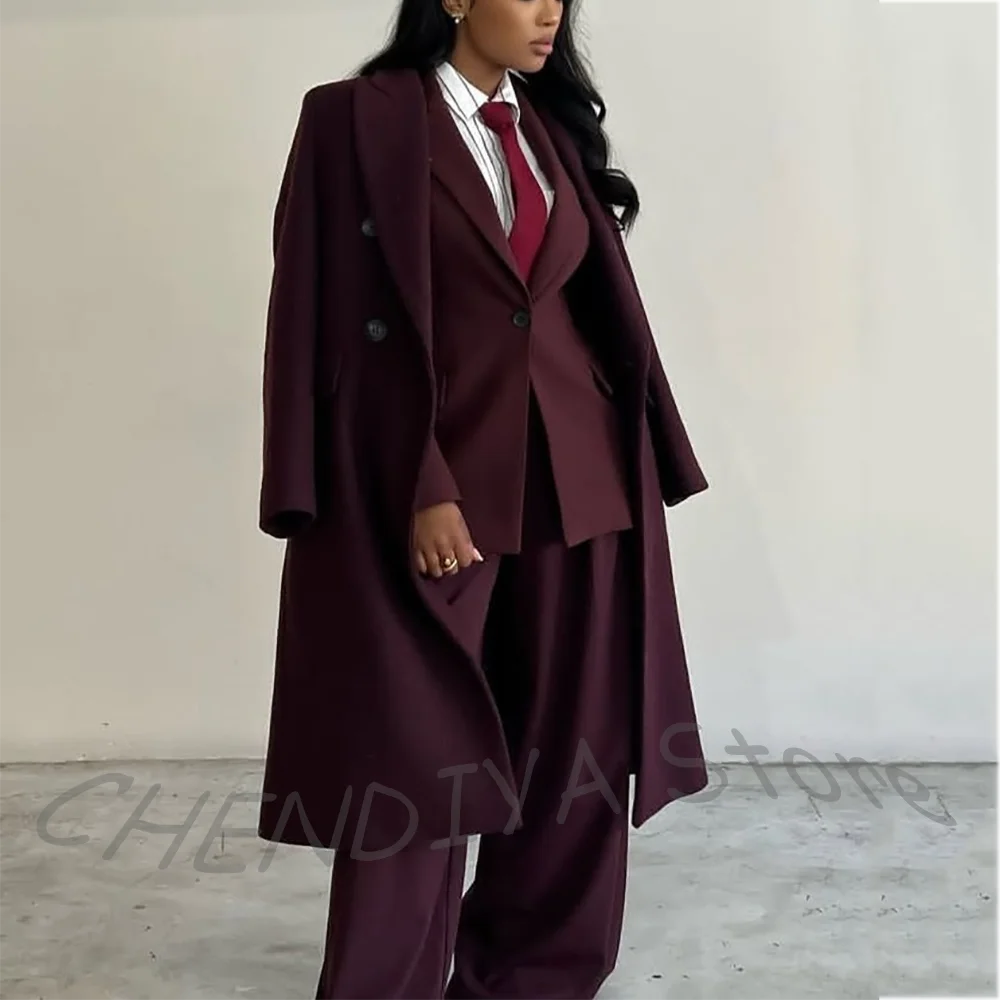 

Роскошный женский костюм из трех предметов, деловой деловой рабочий наряд, однотонный однотонный костюм высокого качества с острым лацканом, шикарный костюм по индивидуальному заказу